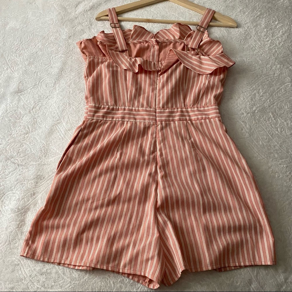 Pink + White Ruffle Chest Romper - Picture 10 of 12